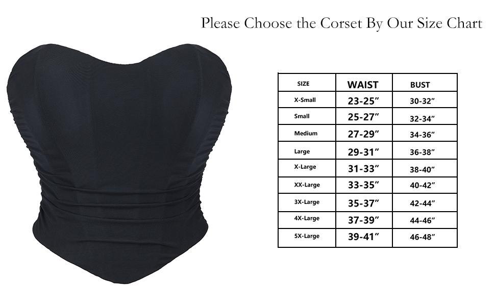 Women Black Corset Tops Satin Summer Going Out Strapless Bustier Crop Top for Party,Gothic,Halloween Costumes