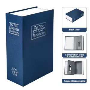 Portable Book-Shaped Password Safe, Home Travel Dorm Safe with Money Bag, Hidden Security for Cash Jewelry Watches, Compact Design
