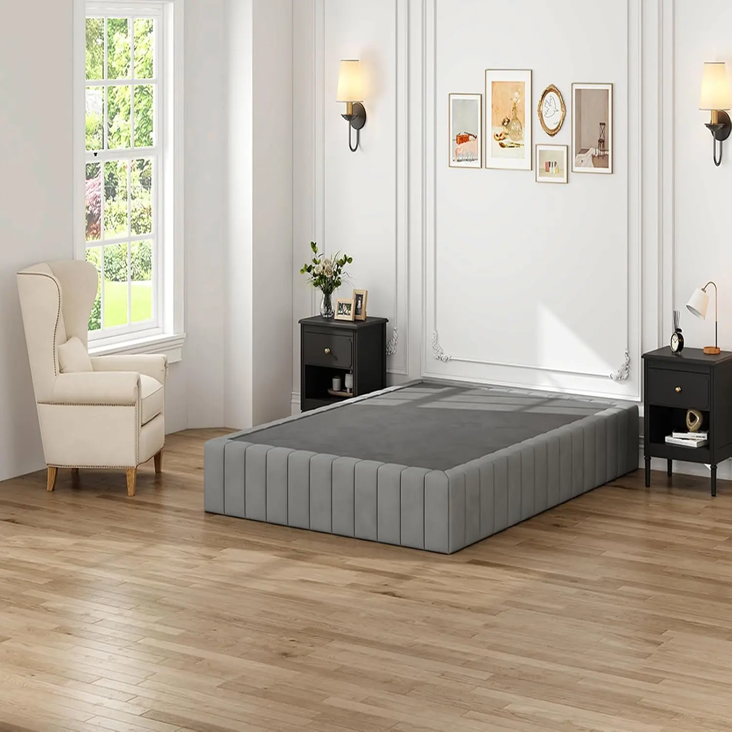 Box Spring for Full Bed, 9 inch Full Size Box Spring with Upholstered Fabric Cover,  Metal Frame Mattress Foundation, Noise Free, Easy Assembly