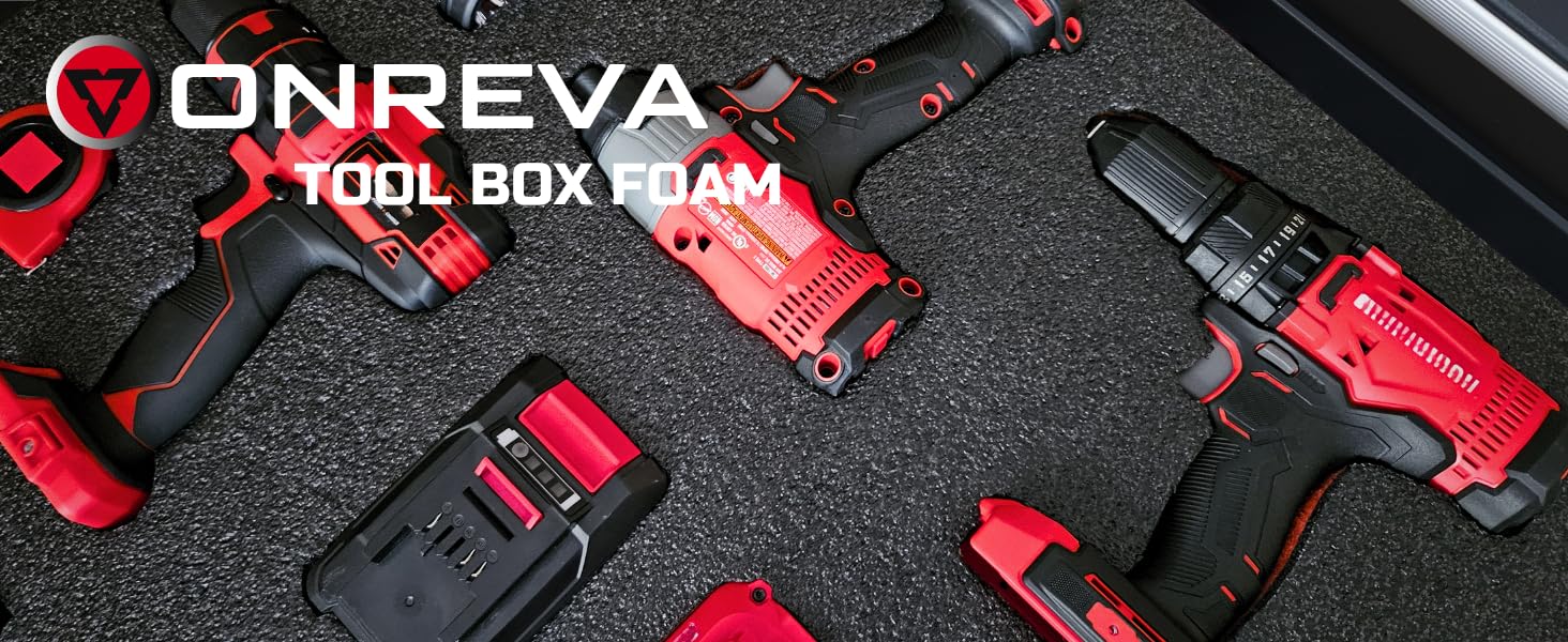 Tool Box Foam 48x16x2 inch 1PC, Foam Inserts for, Polyethylene Sheets for Toolbox Hard Case, Tool Shadow Insert, Kaizen Organizer Sheet, Black with Red