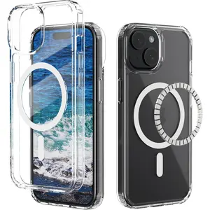 Magnetic for iPhone 15 Case, Compatible with Magsafe, Shockproof Shock Absorption, Slim Fit & Lightweight, Scratch-Resistant Protective Bumper Cover for iPhone 15 6.1",HD Clear