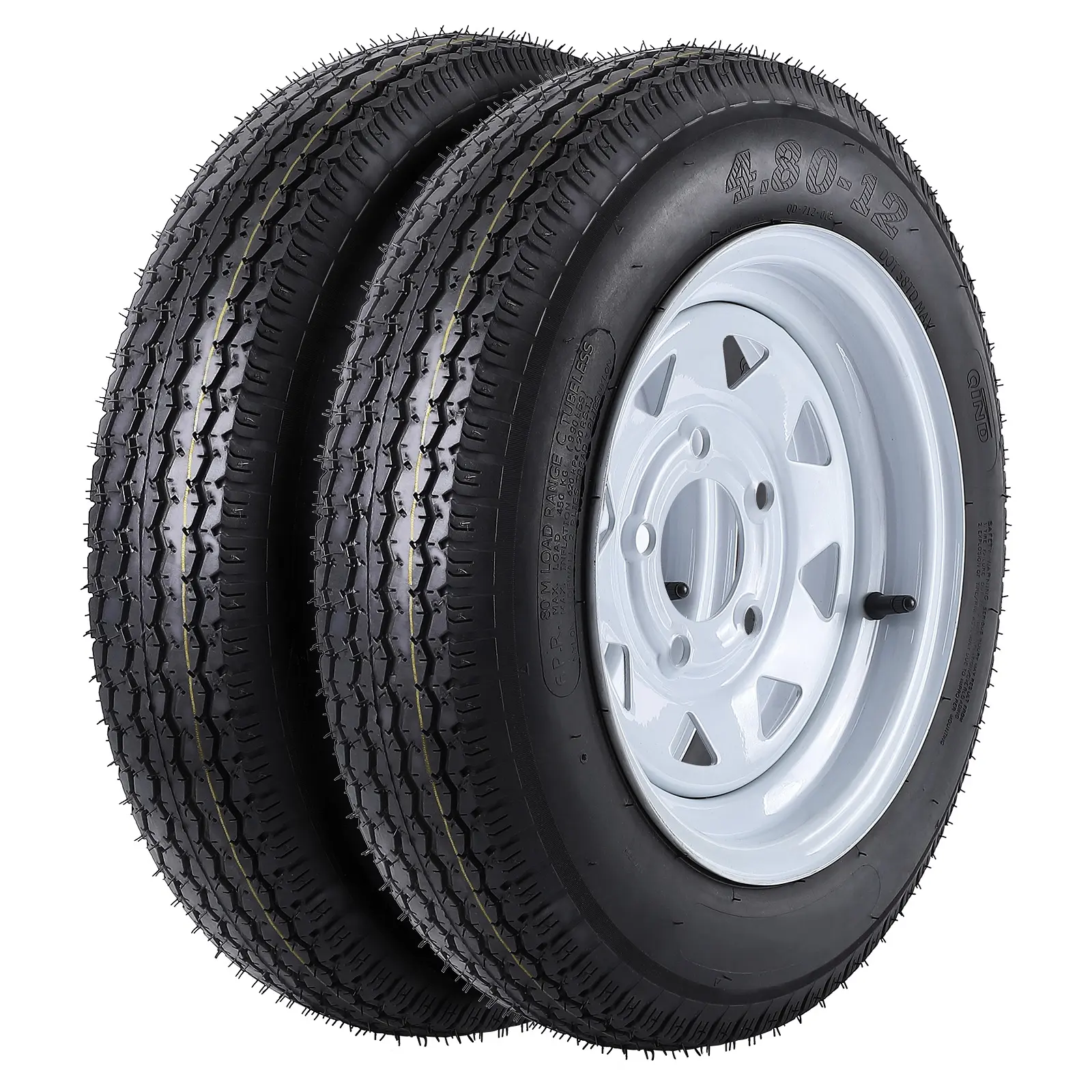 OP-2PCS 4.80-12 Tire , 4.80x12 Lawn Mower Tire 480-12 Tractor Turf Tire , 480 12 Tire with Rim 5 Lug On 4.5" , Load Capacity 990 Pounds