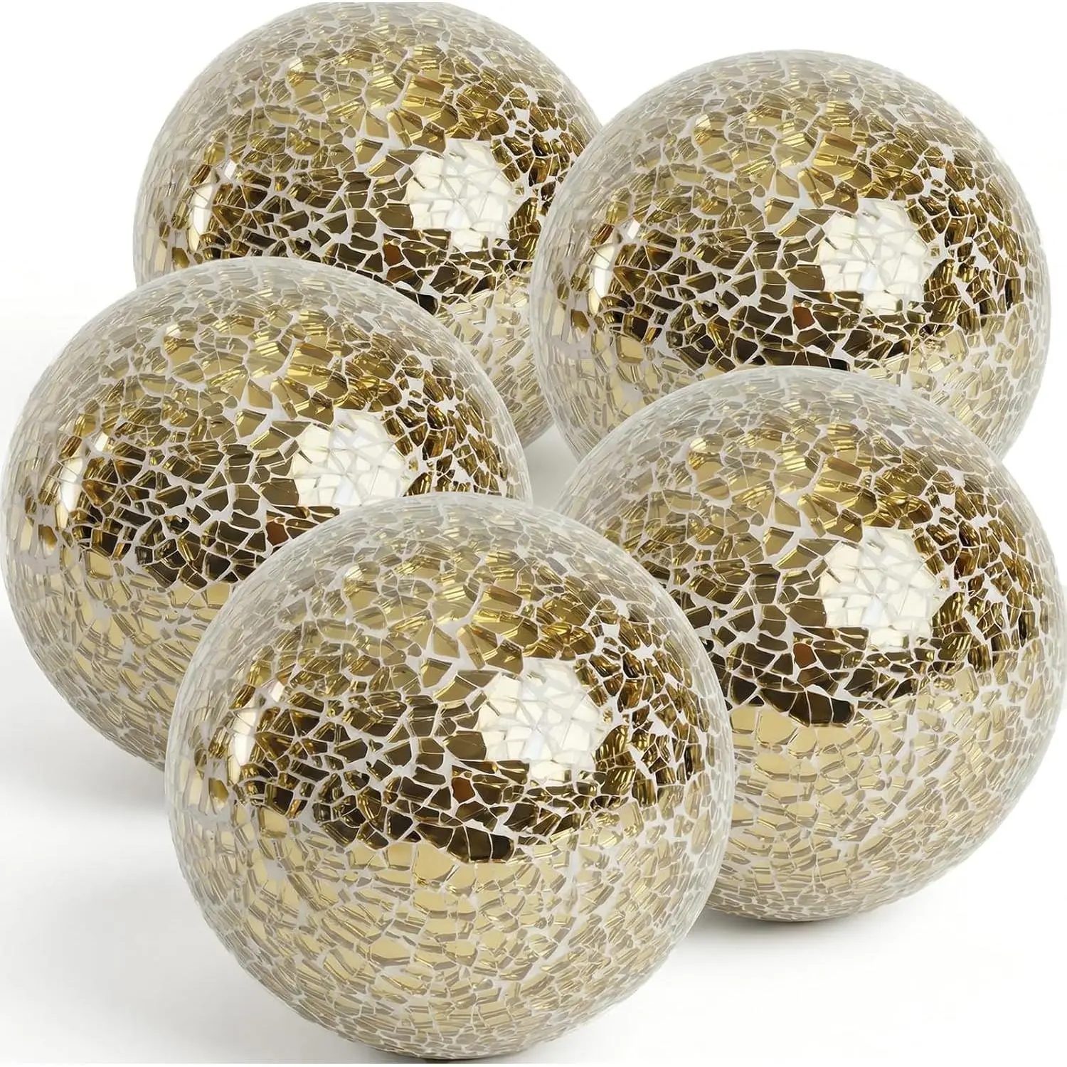 5 count Decorative Balls for Bowls, 3 inch  Orbs Glass Balls for Centerpiece Bowls Mosaic Sphere for  Decoration Dining Table
