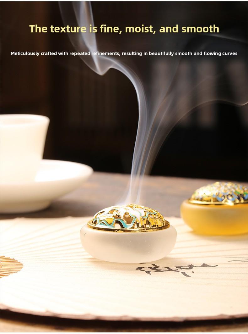 Colored Glaze Incense Burner for Coil Incense Agarwood & Sandalwood Smoke-Free Powder Cloud Style Household Tool Enhances Aroma Ideal for Agarwood & Sandalwood incense stick holder