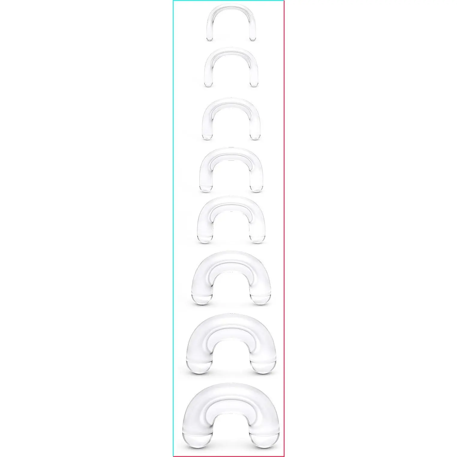 Clear Black Plastic Septum Stretching Kit with 16G 14G 12G 10G 8G 6G 4G 2G Hypoallergenic U-Shape Pincher Rings for Surgery Work Sport