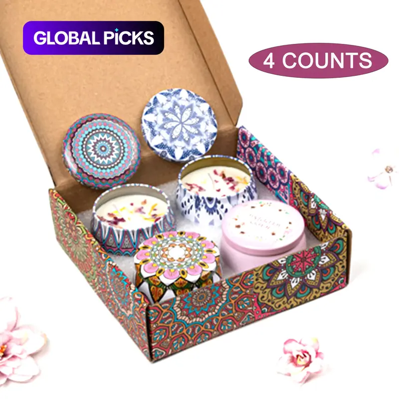 Scented Candle Set, 4 Counts/box Long Lasting Aromatherapy Candle, Home Fragrance for House Living Room Bedroom, Gift for Friend & Family, Decor, Household Items, Aromatic Candle #GLOBAL PICKS