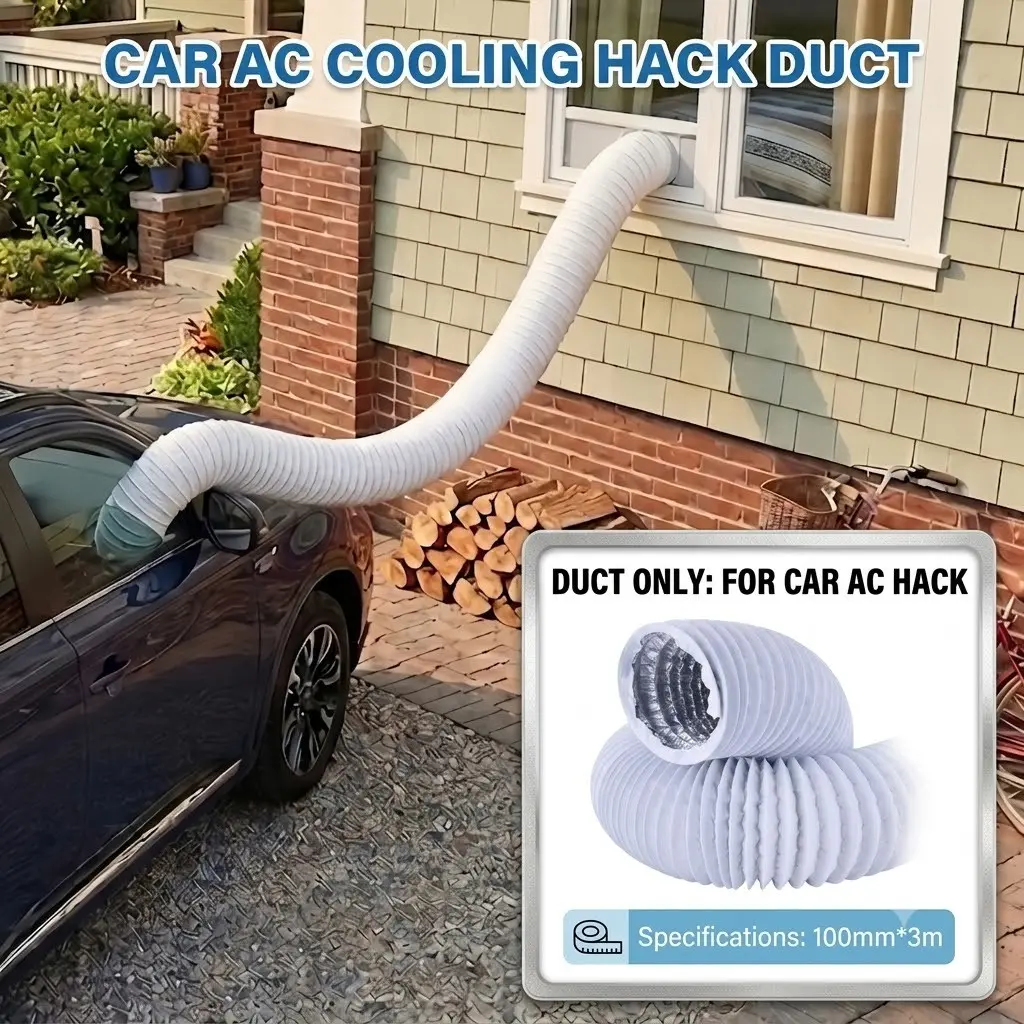 MG ZS EV Car AC Cooling Hack 100mm Flexible Duct Hose 3M 4 Inch Portable Air Conditioner Vent Extension Tube for Car Tent Camping