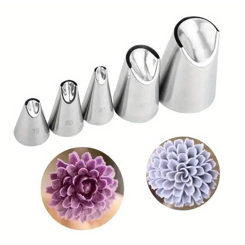 5Pcs of chrysanthemum Nozzle Icing Piping Pastry Nozzles kitchen gadget baking accessories Making cake decoration tools