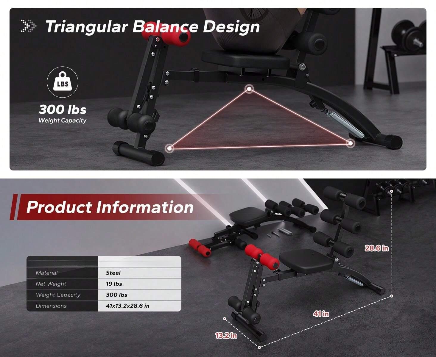 Multi-Functional Adjustable Ab Machine Workout Bench Sit Up Machine Push Up Exercise Chair for Home Gym Ab Machine, Multi-Functional Adjustable Ab Trainer & Exercise Equipment