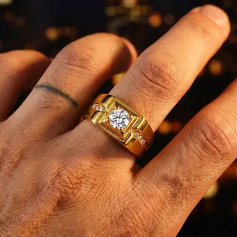 Men's Punk Style Rhinestone Decorated Ring, Luxury Trendy Vintage Ring, Streetwear Matching Jewelry, Costume Jewelry Rings, Fashion Accessories for Men