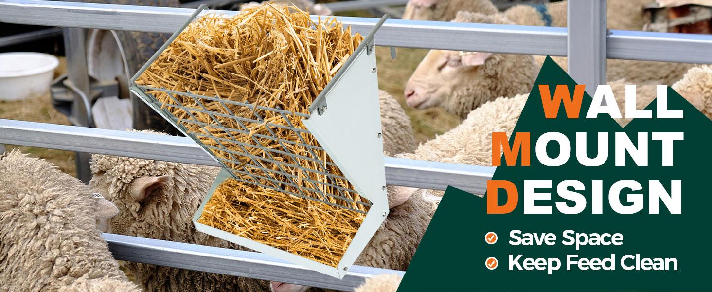Hay Feeder 2 in 1 Hay Rack Wall Mount Goat Horse Feeders,Heavy Duty Galvanized Steel Hanging Feeders for Farm Livestock Goat Sheep Grain Indoor Outdoor Uses Hay Feeder 2 in 1 Hay Rack Wall Mount Goat Horse Feeders,Heavy Duty Galvanized Steel Hanging Feeders for Farm Livestock Goat Sheep Grain Indoor Outdoor Uses