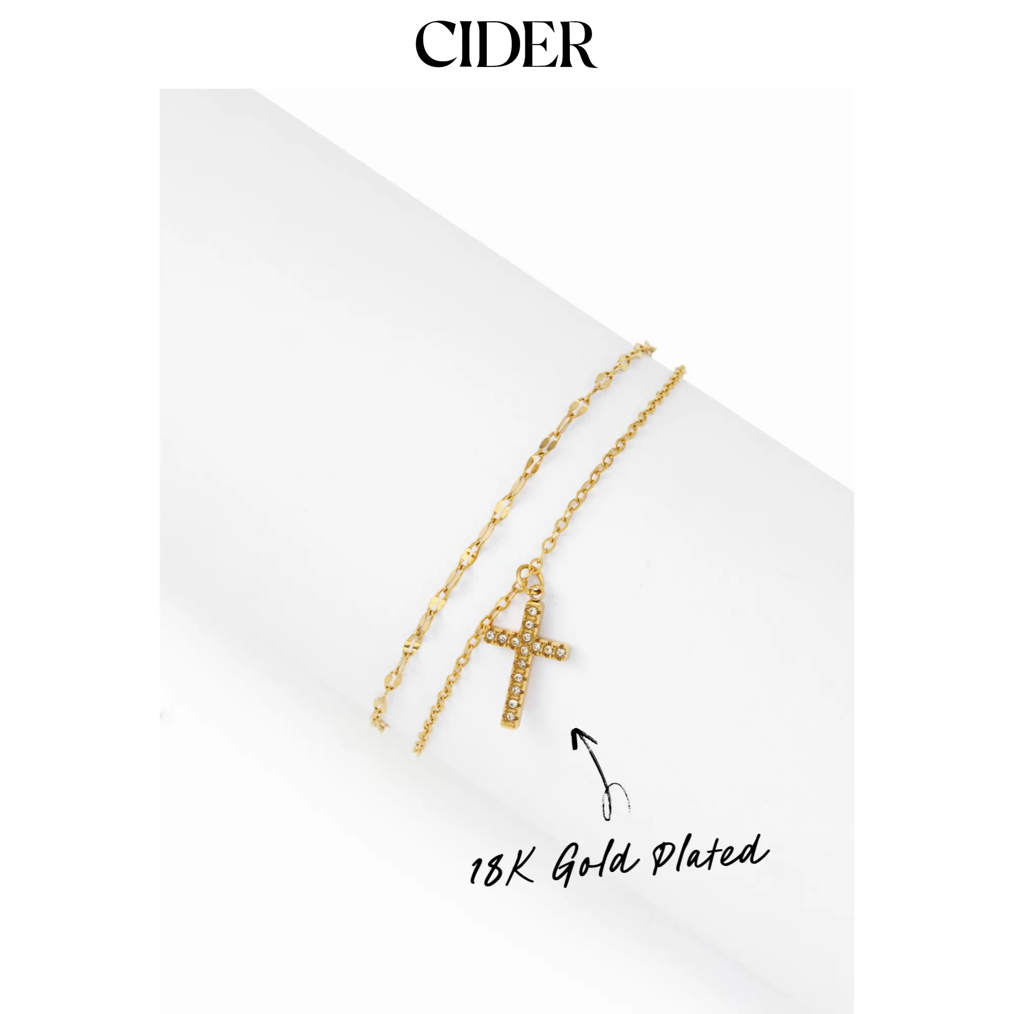 Cider 18K GOLD PLATED STAINLESS STEEL CROSS LAYERED BRACELET