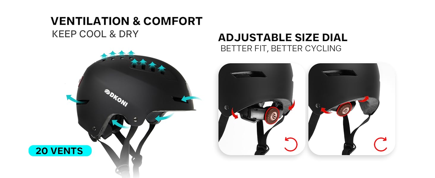 EBike Helmet with USB Rechargeable LED Lights - Adult Bicycle Commuter Helmet with Front & Back Safety Light