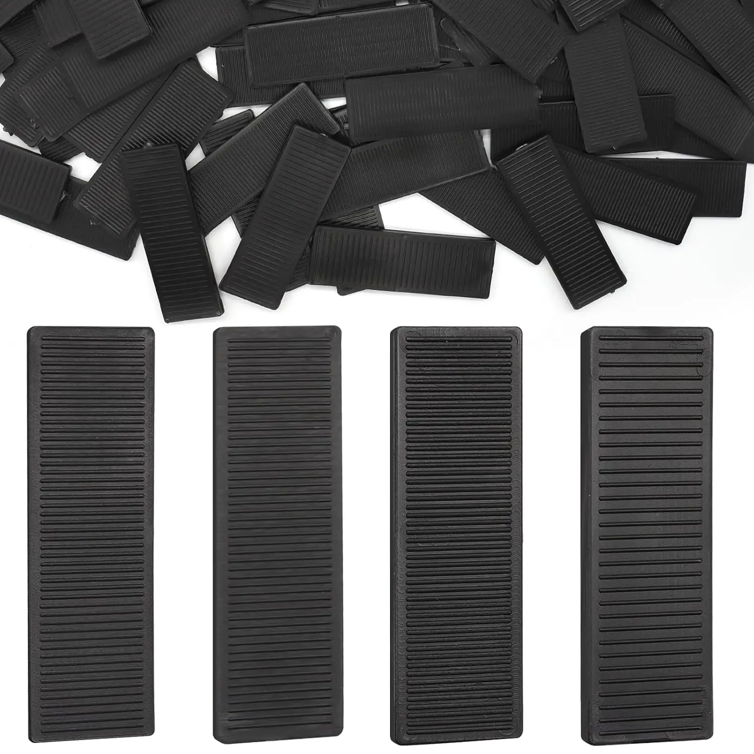 40-Pack Solid Plastic Drywall Leveling Shims, 4 Sizes, Black | Flat Shims in 3/64, 5/64, 1/8 and 5/32-Inch Thicknesses for Leveling Drywall, Furniture, Cabinets and Other Surfaces