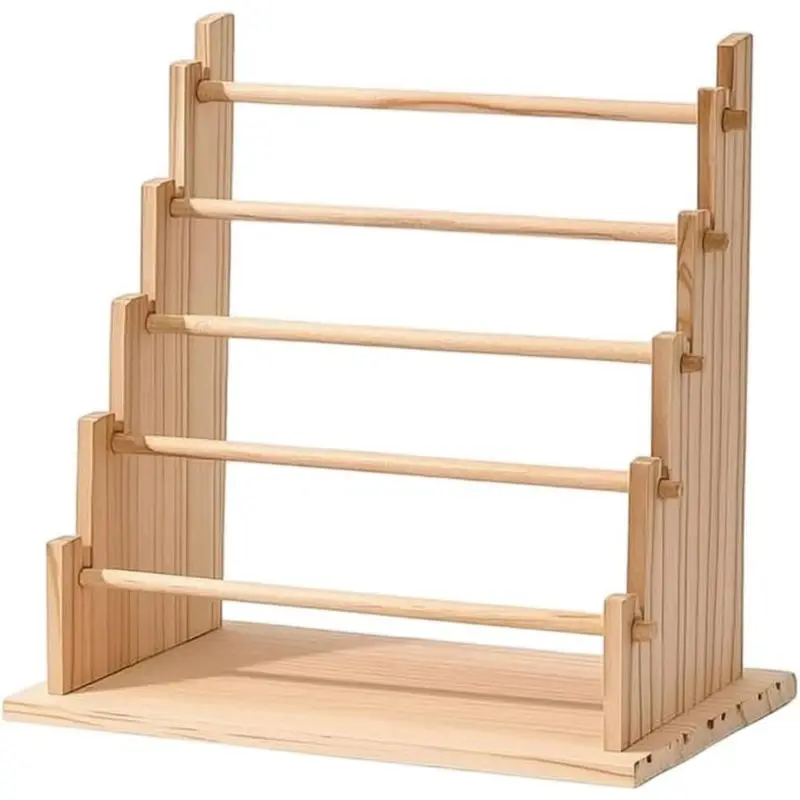 Desktop Ribbon Effortless Organizer to Organize Desktop Ribbon Holder Sturdy Solid Wood Decorative Tape Organizer for Crafters, Jewelry Makers, Desk 6-tier