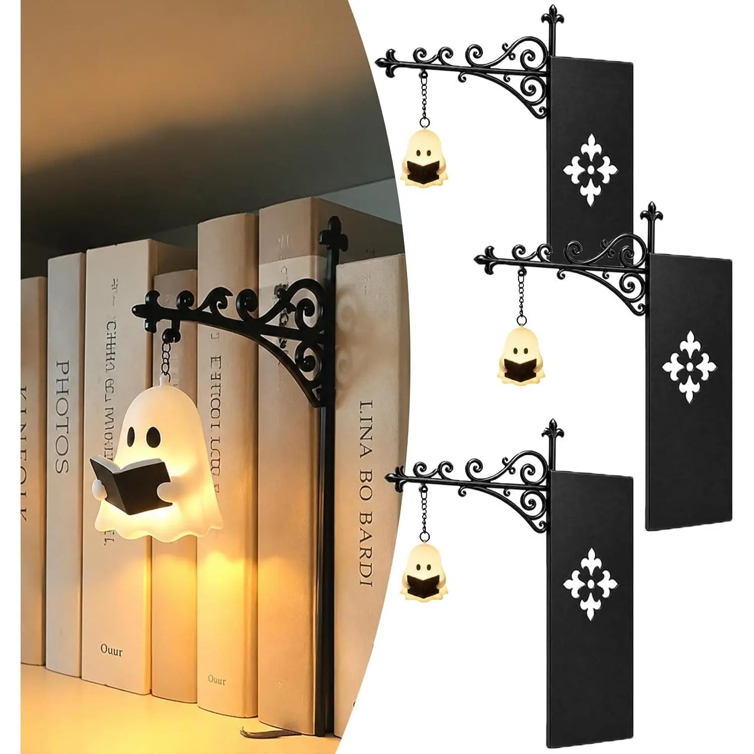 Library Lantern Mini Bookshelf Lamp, Bookshelf Lantern Light for Book Nooks| Soft shelf lighting for bookcases, home libraries and reading corners, with a compact design that fits neatly between books.