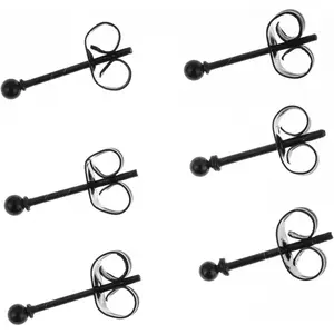 316L Surgical Steel Earrings Hypoallergenic Black Ball Stud Earrings Set for Women Men Girls Nickel Free Cartilage Ear Rings