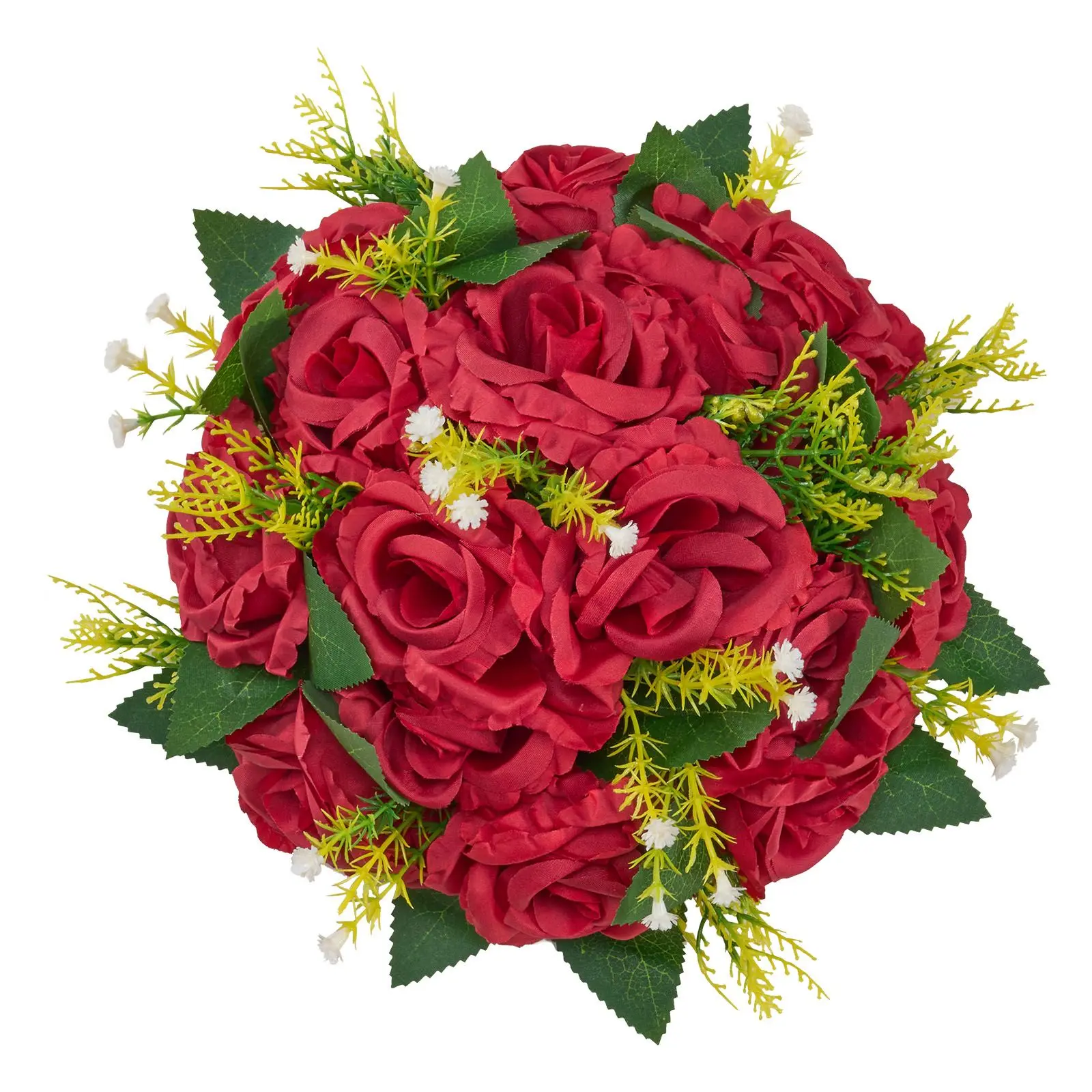 Flower Balls Arrangement Bouquet 10 PCS, 9.5-Inch Wedding Red Roses Centerpieces, Fake Flowers Kissing Balls Decor Artificial Floral Arrangements Flower Bouquet for Home Party Table Decorations