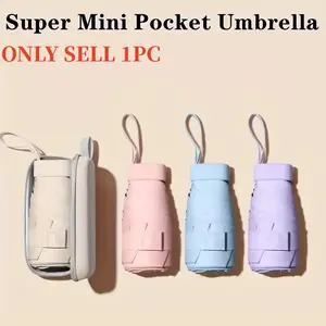 Super Mini Portable Umbrella with UV Protection Capsule, Lightweight Foldable Umbrella, Easy to Carry Pocket Umbrella for School and Travel, Ideal Home Accessory