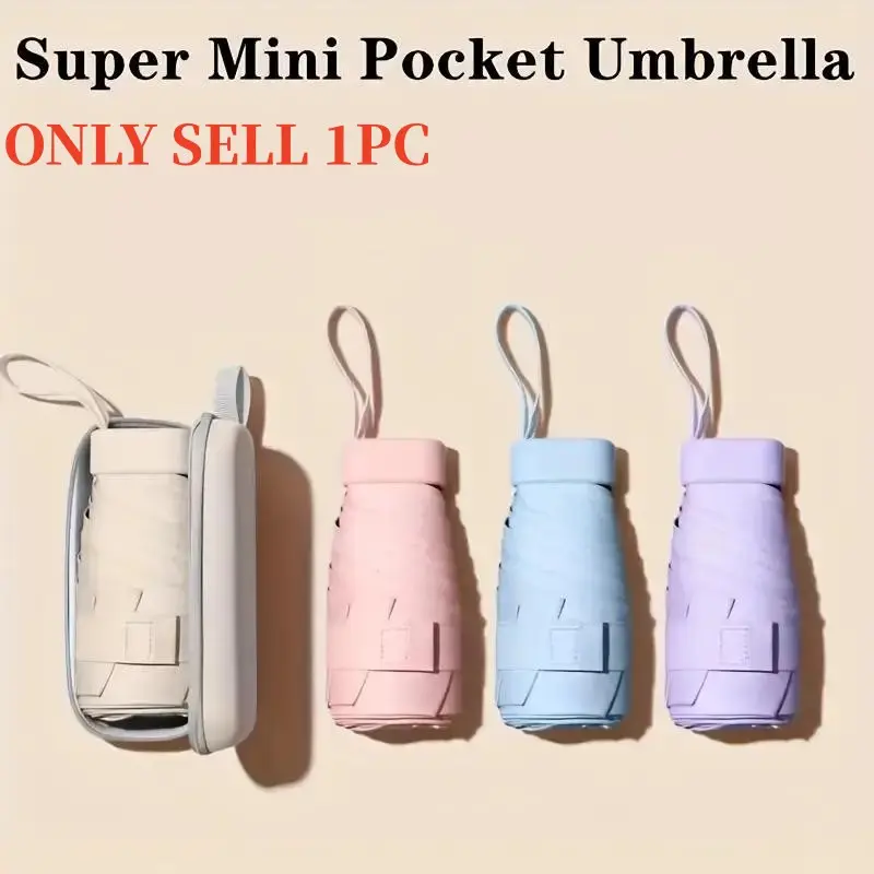 Super Mini Portable Umbrella with UV Protection Capsule, Lightweight Foldable Umbrella, Easy to Carry Pocket Umbrella for School and Travel, Ideal Home Accessory
