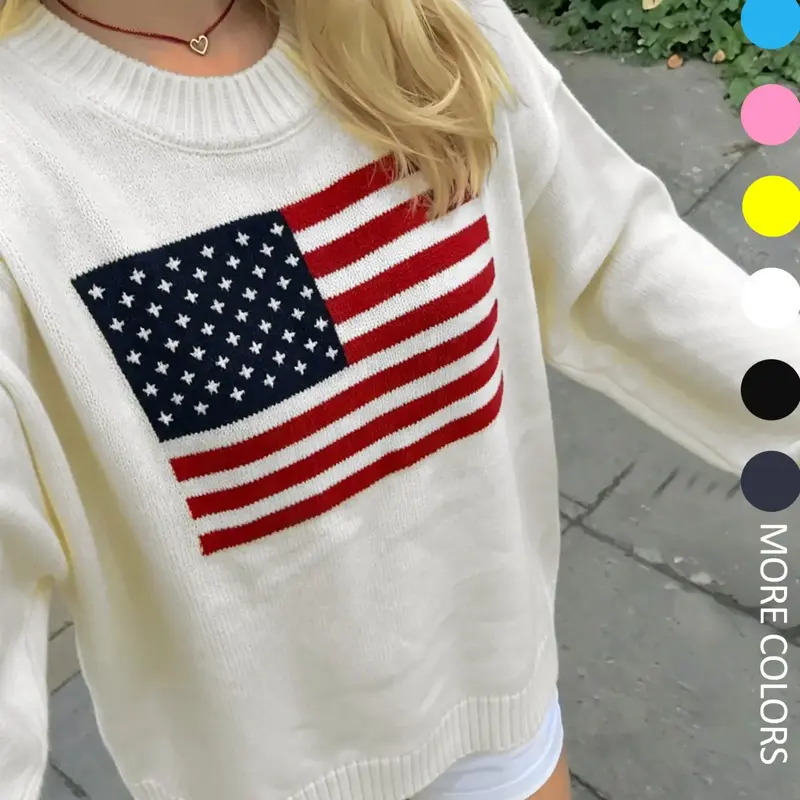 Women's Striped Print Drop Shoulder Oversized Crewneck Loose Fit Sweater, Casual Pullover, Street Casual Long Sleeve Round Neck Jumper for Spring & Fall, Women's Casual Fashion Knitwear for Everyday Wear, Womenswear