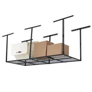 Heavy Duty 600LB Capacity Garage Storage Rack Set – Adjustable 22"-40" Metal Overhead Organizer – Maximizes Garage Space – Modern Travel Luggage Style – Black