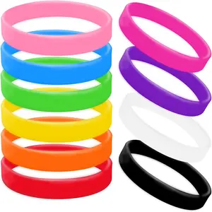 Morcheiong Colored Rubber Bracelets - 100pcs Blank Silicone Wristbands for Men Women and Teens
