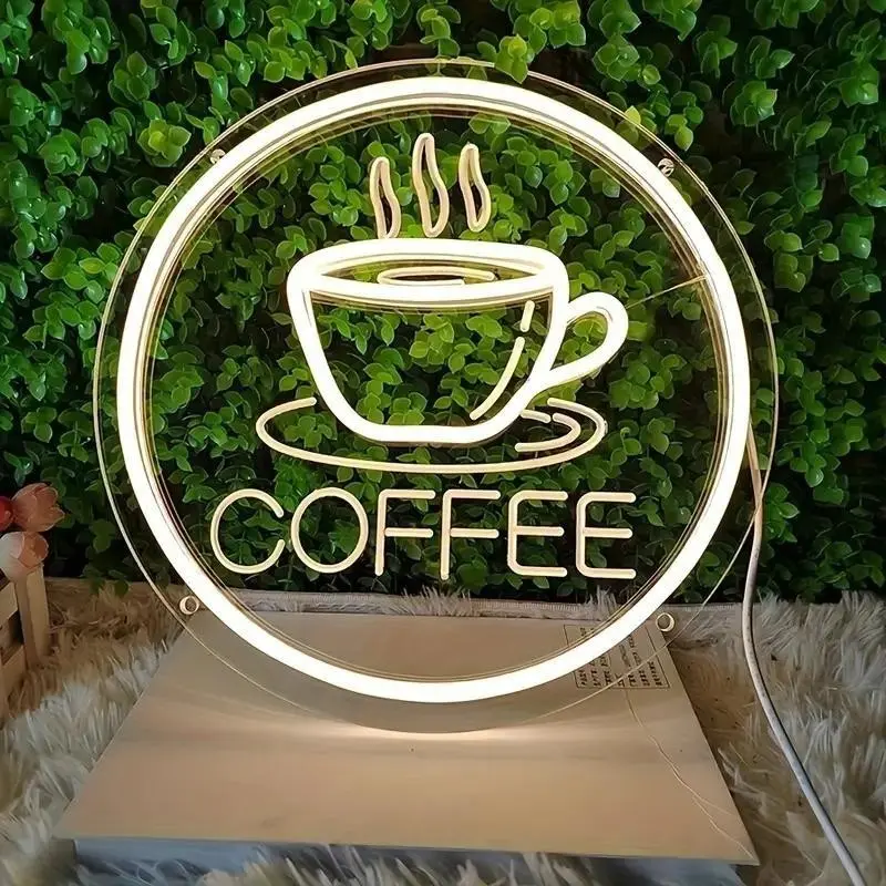 3D Coffee Cup Neon Acrylic Light, Adjustable USB Powered Wall Mount Decor, Ideal for Home, Cafe, Living Room, Bar, Kitchen, Office