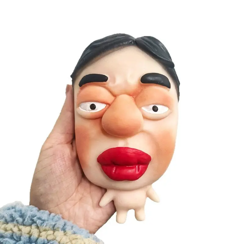 3 Styles Funny Ugly Face Squishy Toy Soft TPR Human Figure Squeeze  Toy Novelty Prank Stress Relief Toy for Office Adults cute fidget fun decompression