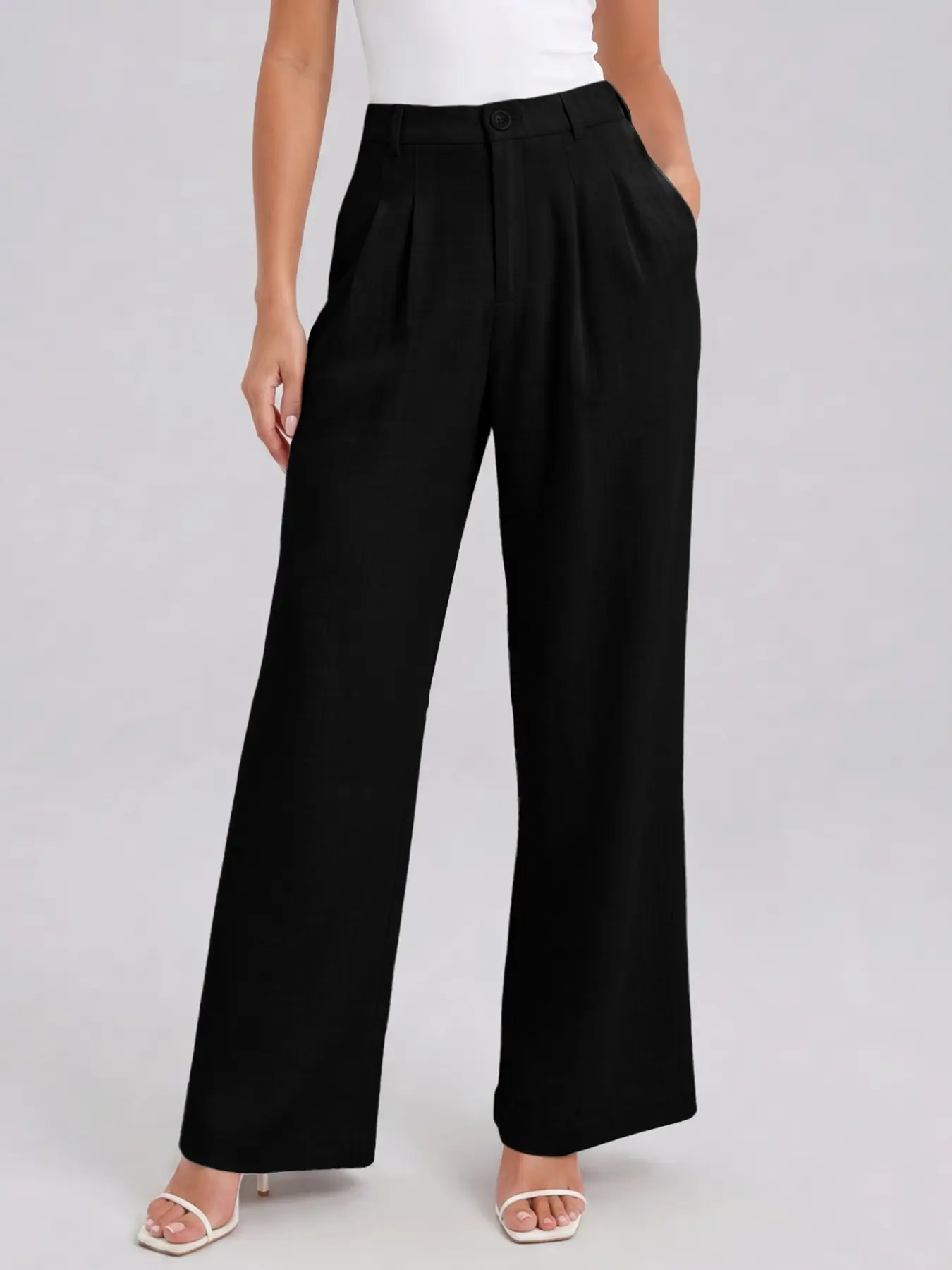 Women's High-Waisted Linen Wide-Leg Pants, Soft and Breathable, Anti-Pilling, Lightweight and Semi-Transparent, Perfect for Summer#TikTokMadeMeBuyIt #SlubTextureFabric #LinenTrousers