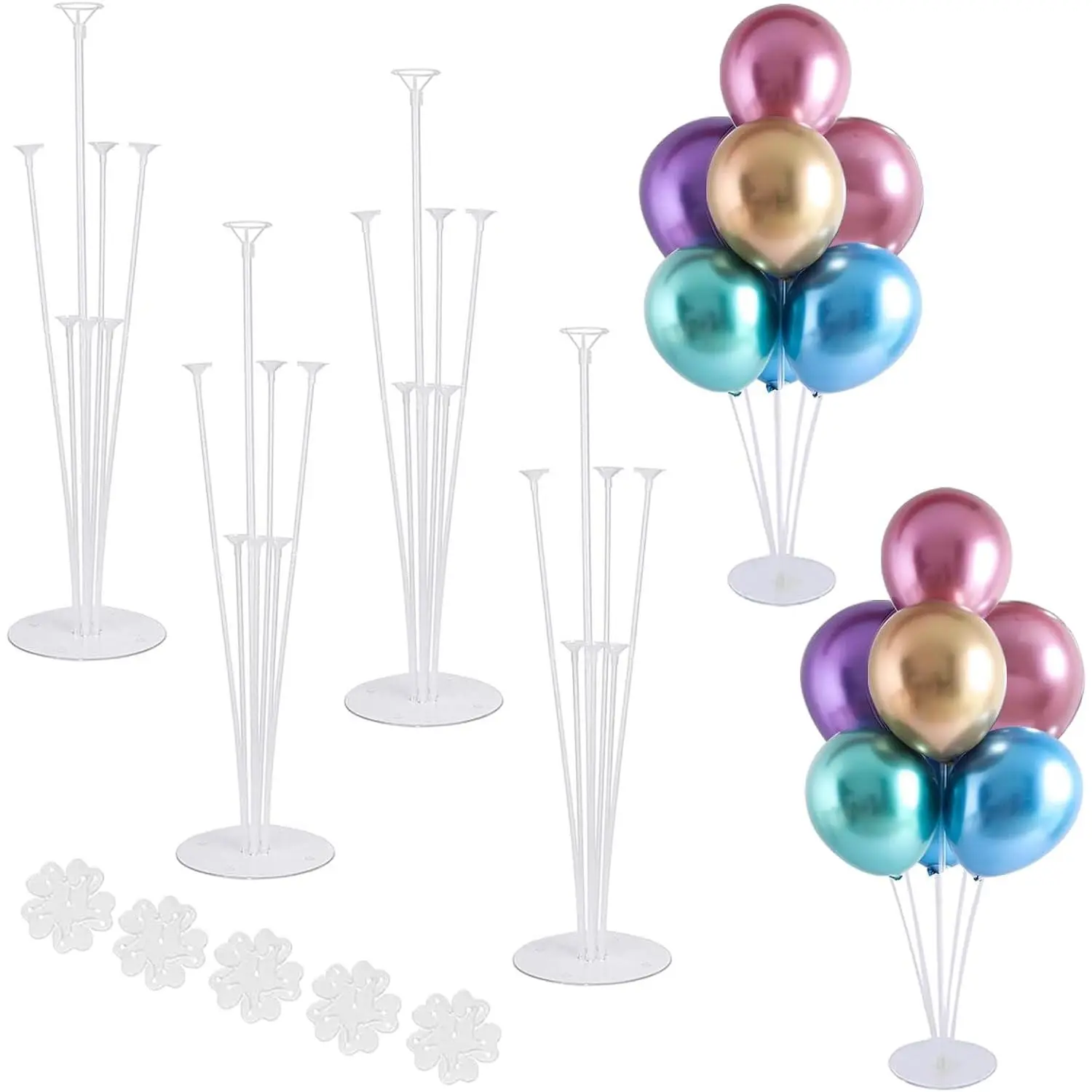 4 Sets Balloon Stand Kits, Balloon Sticks Holder with Base for Table Centerpiece Graduation Birthday  Shower Party Decorations