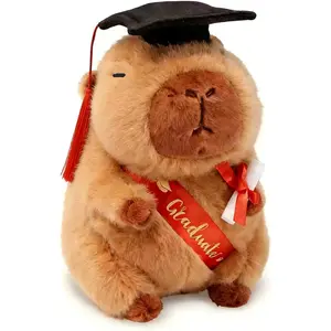 2026 Graduation Capybara Plush with PhD Hat Cap Graduation Diploma Capibara Animal Cute Plushies Toy Gifts Decorations Keepsakes Souvenirsfor Girls Boys Brown 9 inch