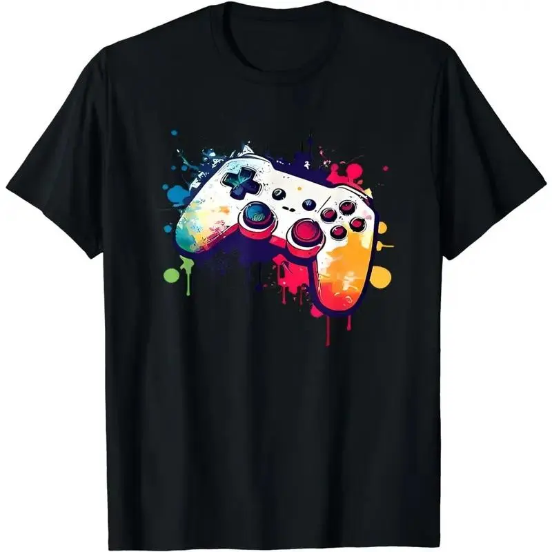 Casual Gamer Graphic T-Shirt with 'Control All The Things' Print, Round Neck Short Sleeve Summer Streetwear, Shortsleeve, Tshirt, Clothes