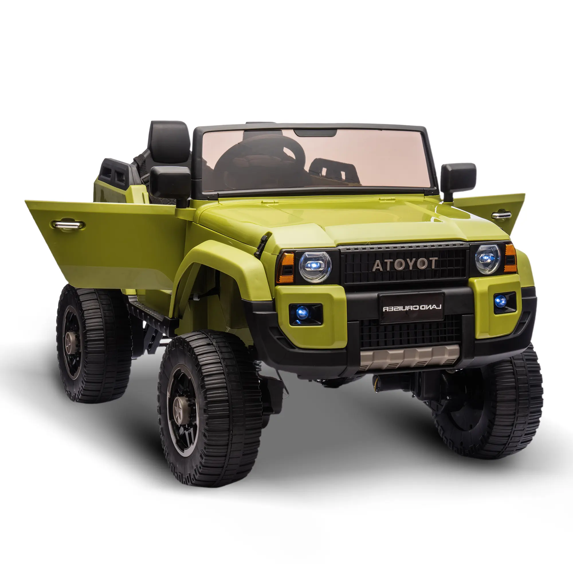Licensed Toyota LC250 Replica 24V 2-Seat Electric Off-Road Truck Ride On Car with 24V Motor, 180W Power, 3-Speed Remote Control, Safety Belt, Removable Shovel, Windshield, PP Material for Kids Age 3+