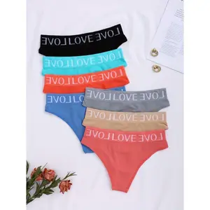 7pcsWomen'sSeamlessBriefswith"ILOVEYOU"LetterPrint-SoftStretchyNylon/ElastaneBlend,BreathableUnderwearinAssortedColors(Black,Grey,Red,Blue,Beige,LightGreen,DarkBrown),CuteUnderwear Womenswear Panties