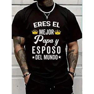 100% Cotton Regalos Para Papa Dia Del Padre Camiseta Mejor Esposo T-Shirt Short Sleeve T-Shirt Women's Men's Graphic Tee Causal Tops Women's Men Graphic Tee