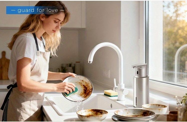 Automatic Sensor Soap Dispenser, Stainless Steel Rechargeable Liquid Dispenser, Infrared Sensor Hand Bottle, Adjustable Height Levels, 16.23oz Large Capacity, Rechargeable Wall-Mounted Bathroom Liquid Dispenser Suitable for Kitchen And Bathroom