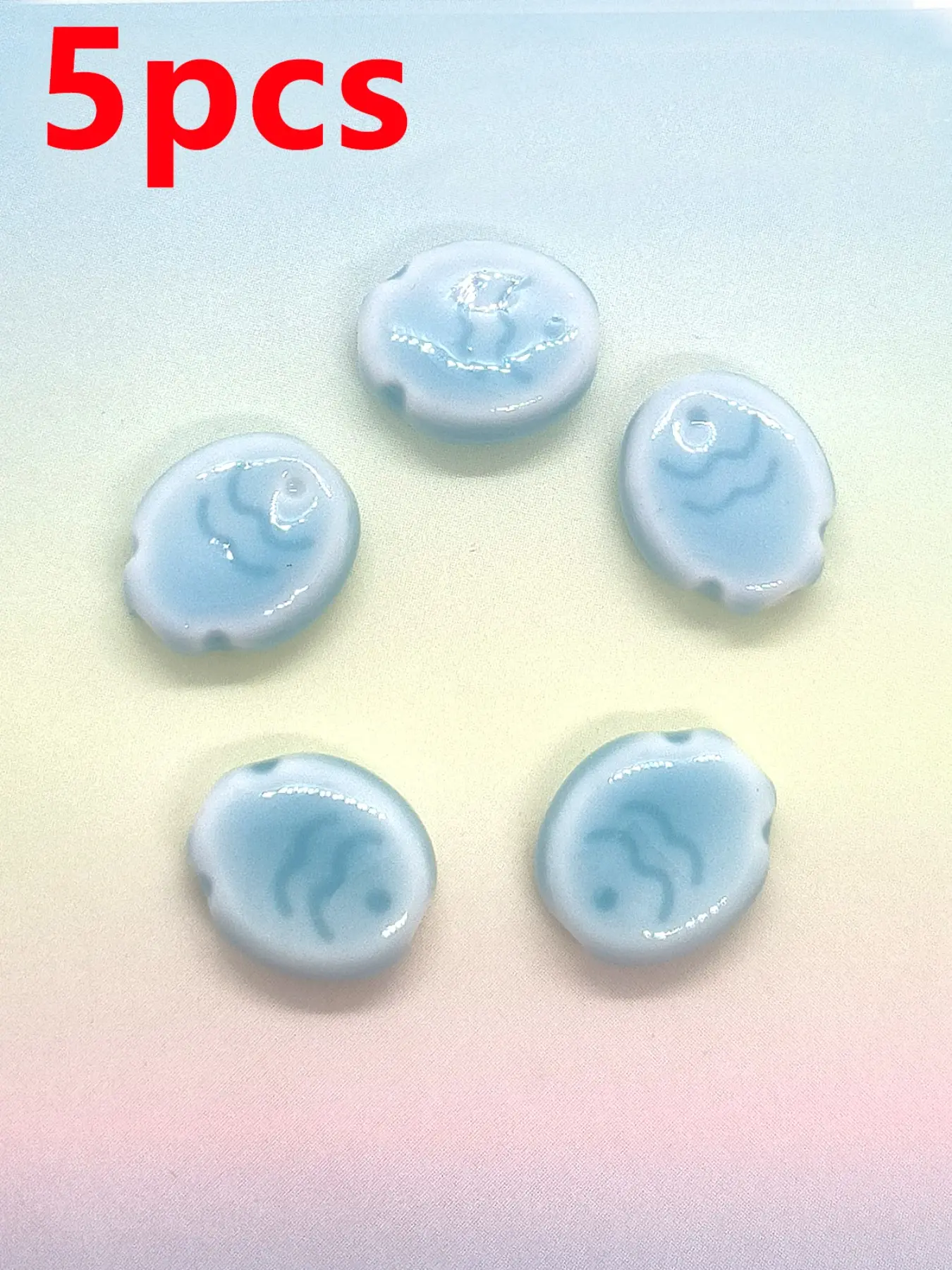 5pcs Blue Fish Shape Ceramic Beads, Ocean Style Spacer Beads, Handmade Bracelet Necklace Earring DIY Jewelry Accessories, Cute Animal Pattern