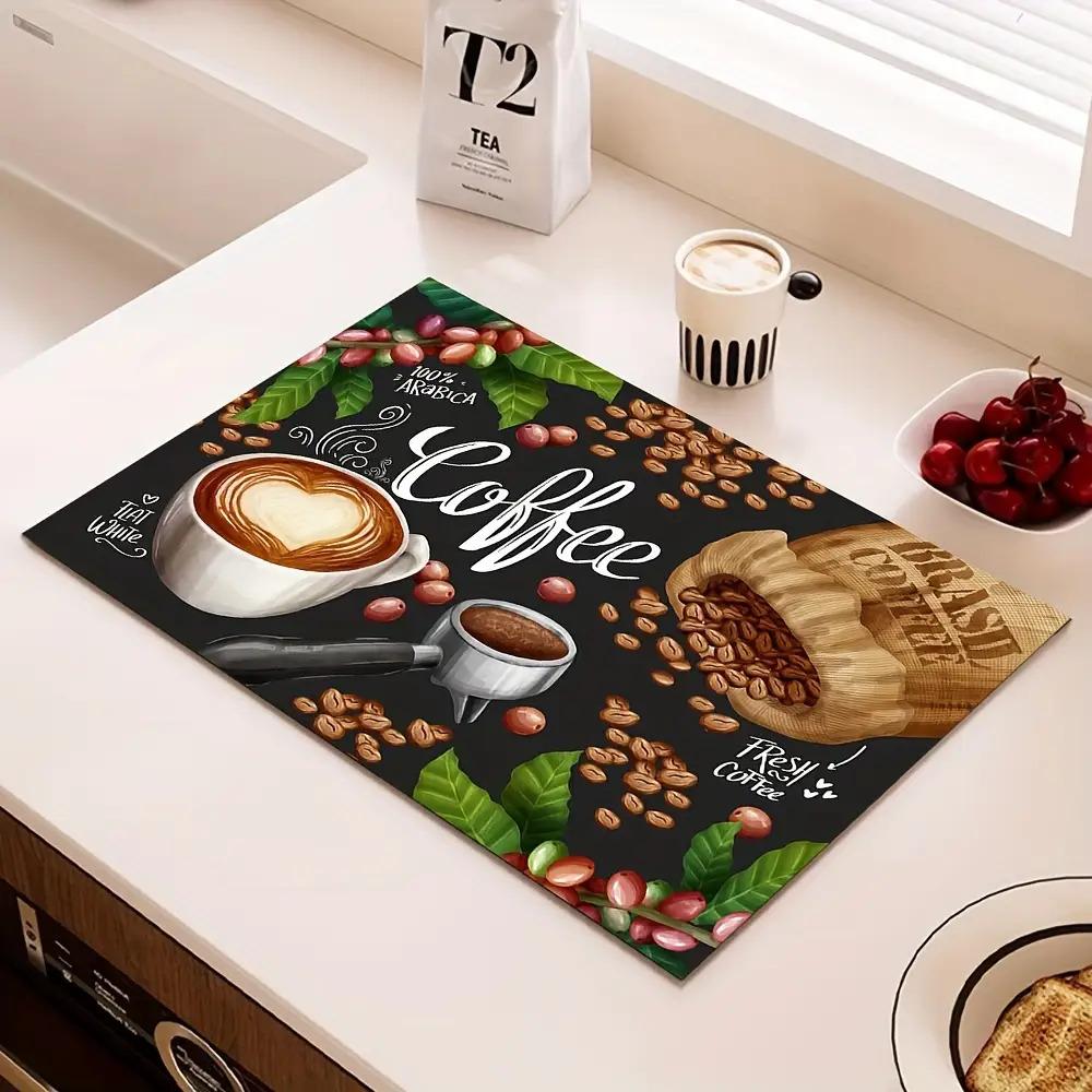 A Drying Mat for Tableware, Suitable for Coffee Machines, Kitchen Tables, And Countertops, Featuring Absorbent And Non-Slip Properties, Ideal for Kitchen And Dining Room Settings, As Well As Home Decor.