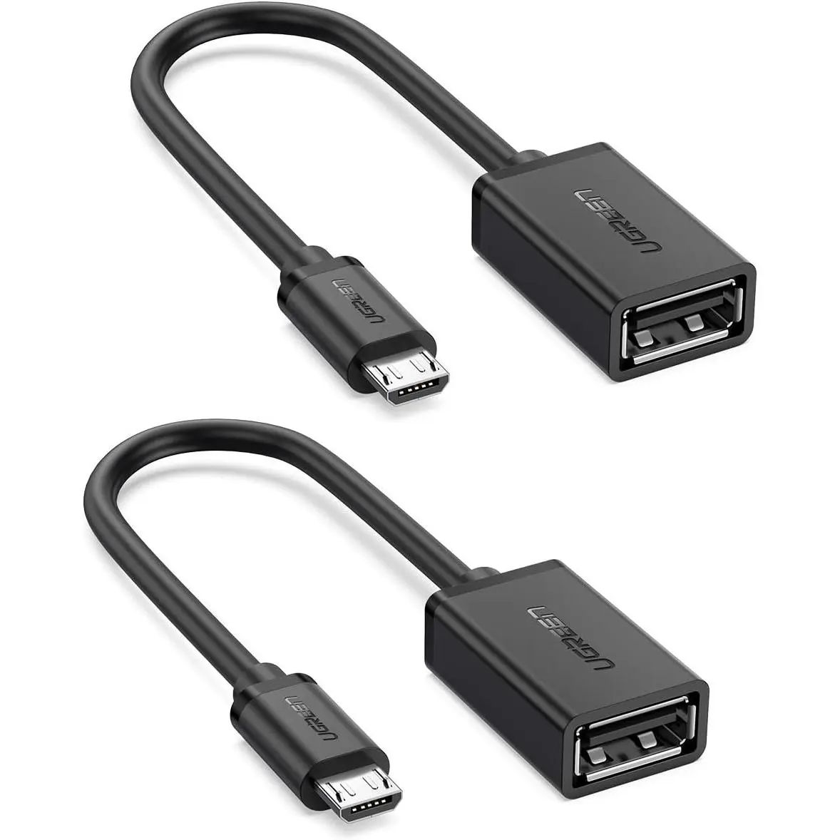 2 Pack Compact USB OTG Adapter with OTG Support, Portable Size, USB Host Function for Samsung S7,S6,S4,S3, LG G4, DJI Spark Mavic Remote Controller, Android Tablets (Black)