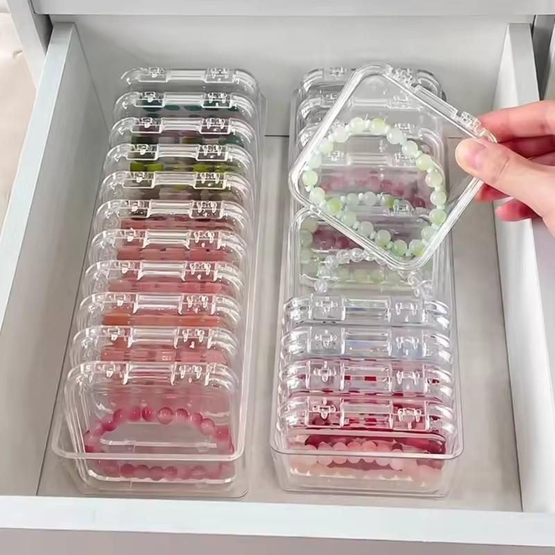 Clear Jewelry Storage Box, 1 Set Multi-Functional Portable Organizer Box, Transparent Plastic Storage Box for Home, Dormitory, Bathroom & Office, Portable Travel Accessory