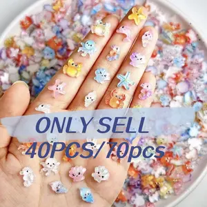 40/70pcs Cute Resin Mini Shiny Ocean Theme Decorations, Perfect for Nail Art, Nail Decoration Supplies, Scrapbooking, DIY Crafts, Ideal Christmas & Halloween Gifts