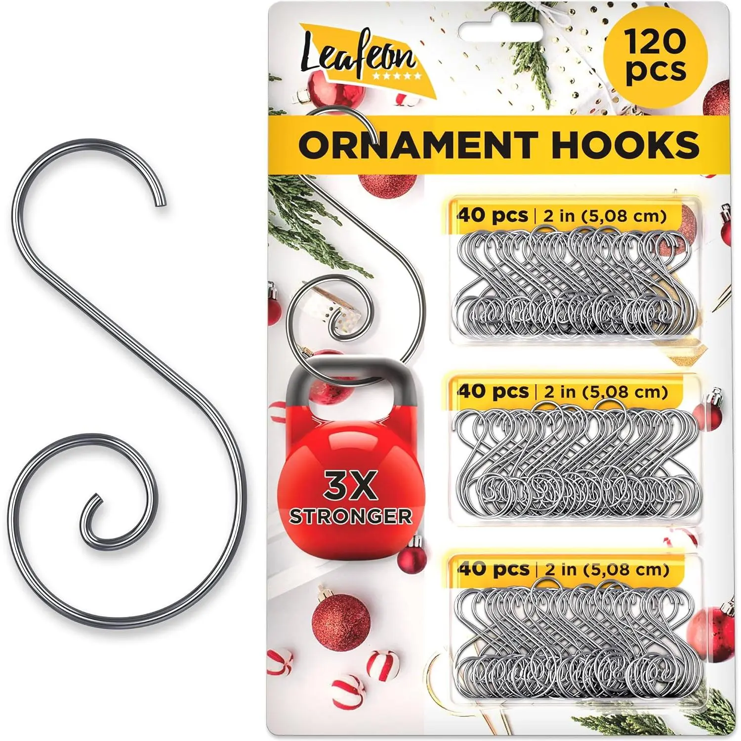 120 Pack Christmas Ornament Hooks –  Ornaments Hooks for Christmas Tree Decoration –  S-Shaped Xmas Ornament Hangers