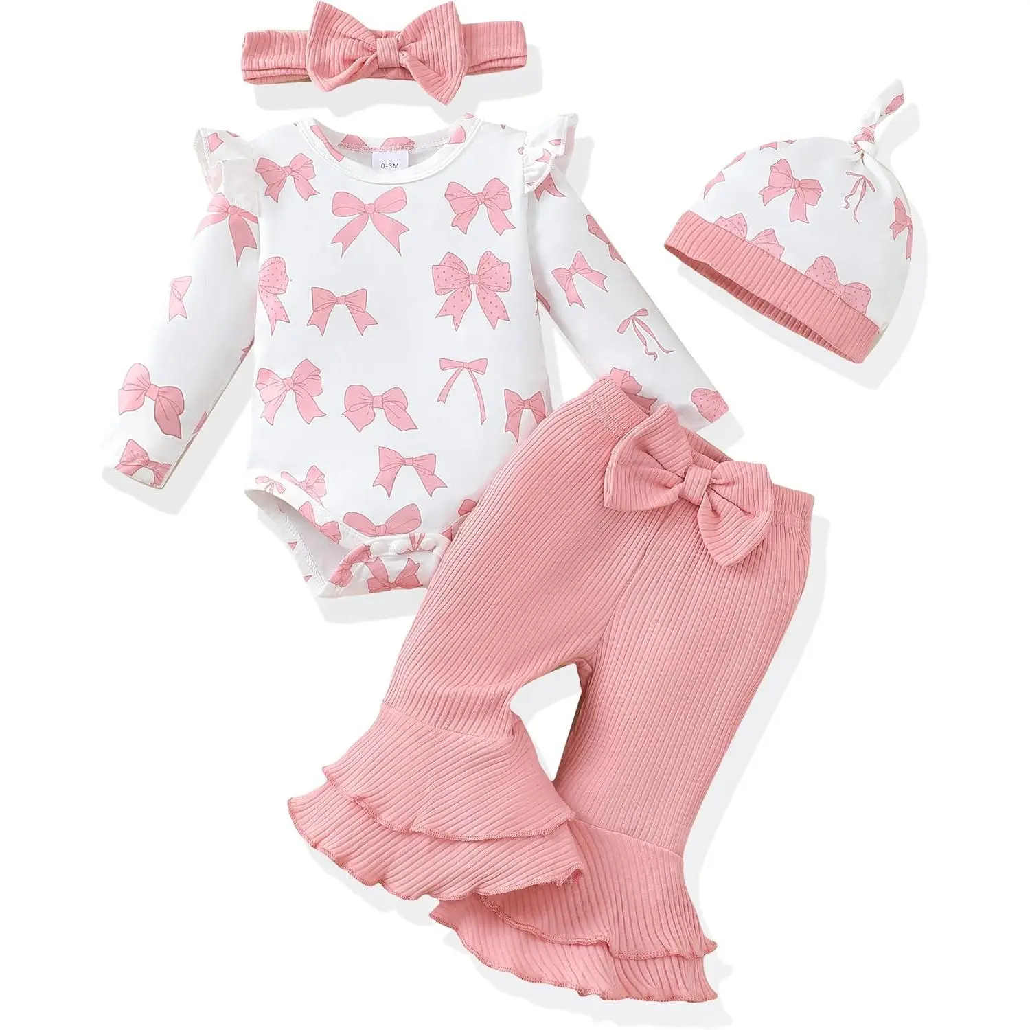 Preemie Newborn Baby Girl Clothes Infant Romper Fall Winter Outfits Gifts  Girls Cute Bell Bottoms Pant Sets