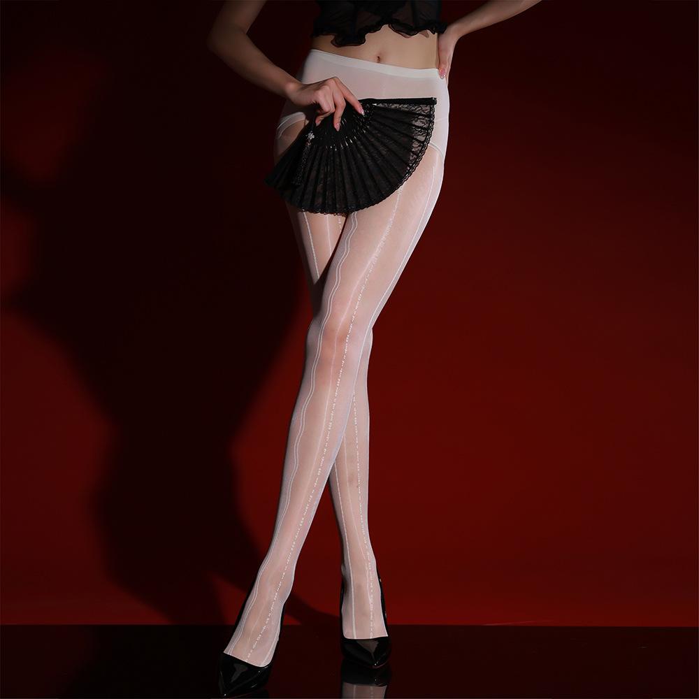 Ultra-Thin Glossy Lace Jacquard Pantyhose - Seamless Aurora Sheen Stockings Suitable for Roleplay, Themed Parties & Casual Attire, Hand Washable Solid Color Tights