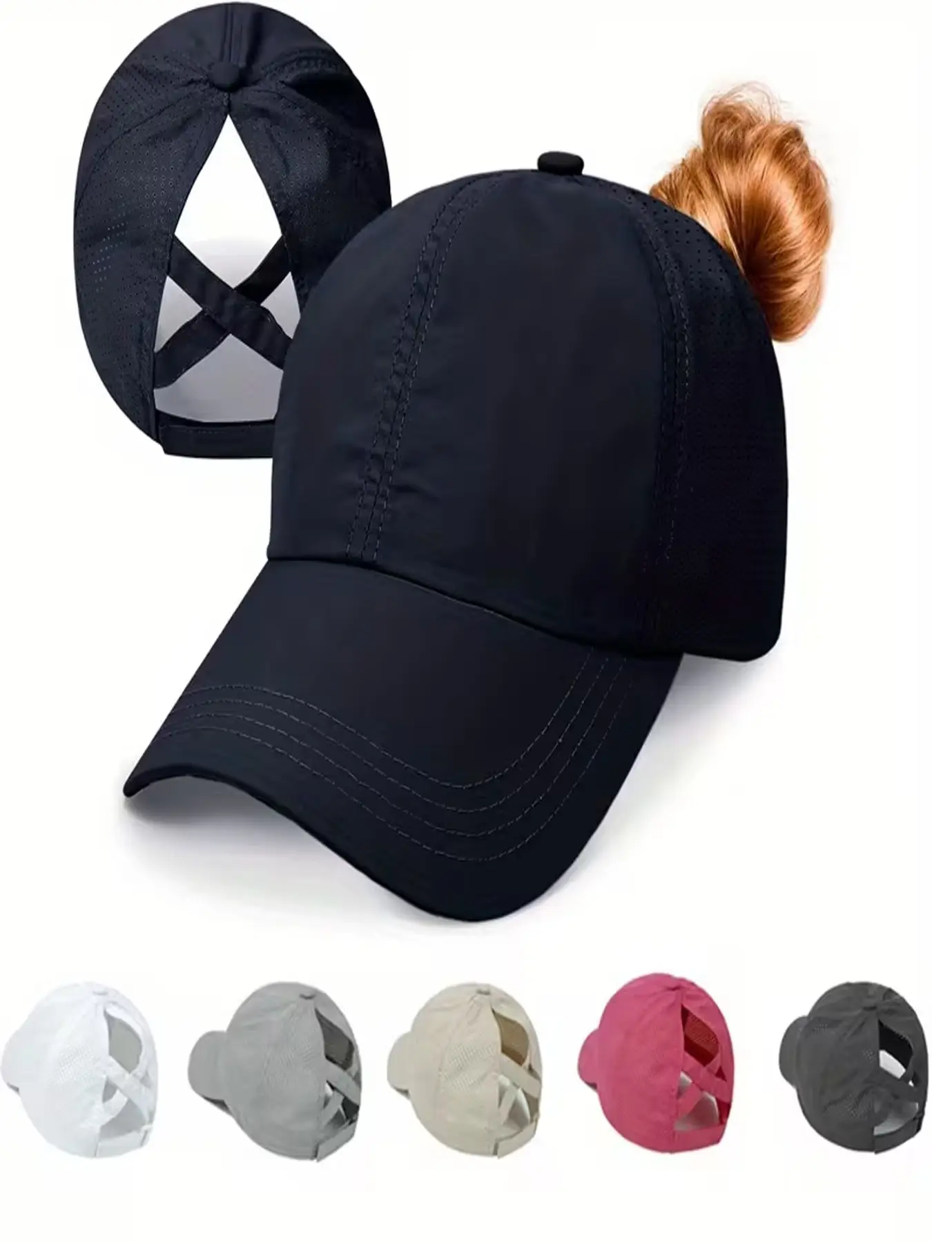 Women's Baseball Cap with Ponytail Hole, Breathable Quick-Dry Mesh Hat, Adjustable Design, Multiple Colors, Ideal for Running and Casual Wear, Casual Summer Hat