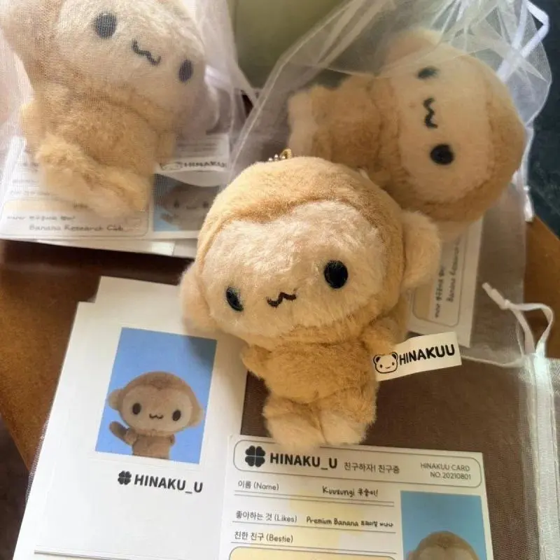 Kawaii Hinakuu Monkey Plush Keychain Stuffed Animals Banana Monkey Bag Charm Korean idol Style  Monkey doll  Plushie Bag Pendant