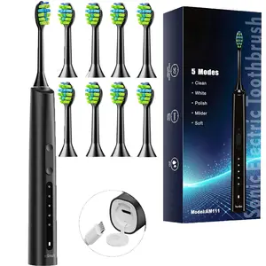 5 Modes Sonic Electric Toothbrush for Adults & Kids, High Power Rechargeable Toothbrush with 8 Replacement Brush Heads, 2 Minutes Smart Built-in Timer, 60 Days Long Lasting Battery Life Oral Care Cleaning Toothbrush