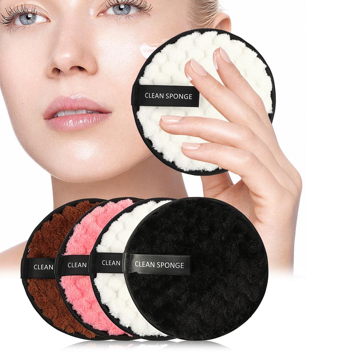 MAANGE Makeup Removing Puff Set, 4 Counts Double Sided Pineapple Cleansing Face Puff, Soft Makeup Remover For Women, Summer Makeup Gift #GLOBAL PICKS