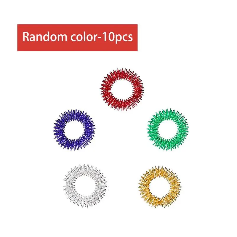 Random Color Acupressure Ring, 10pcs/set Spiked Sensory Finger Ring, Acupressure Ring Set for Teens, Adults, Silent Stress Reducer and Massager